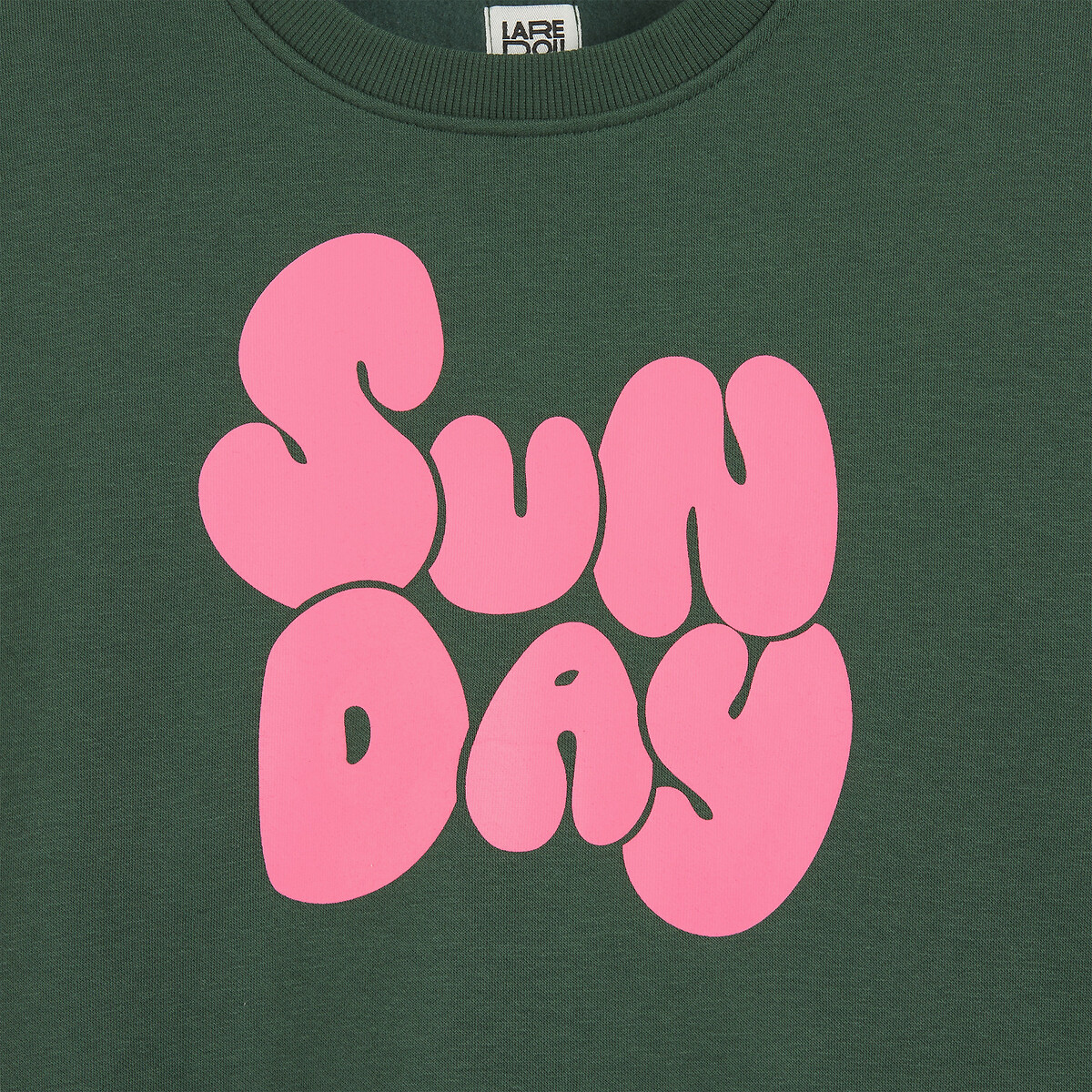Sweat col rond, message imprimé devant, en molleton vert, LA REDOUTE COLLECTIONS