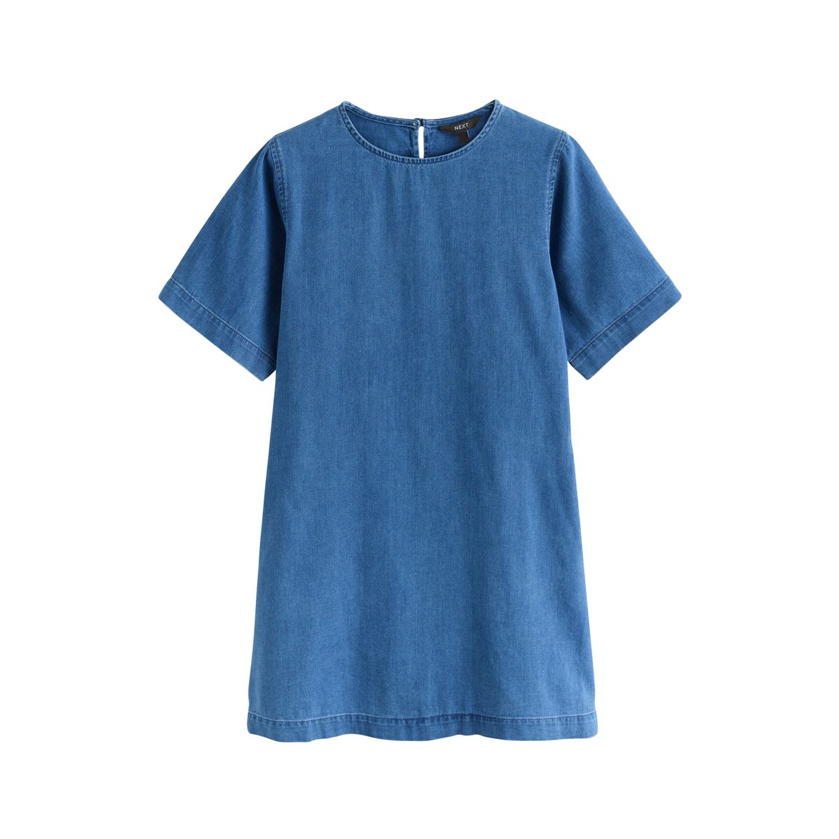 Robe t-shirt courte légère en denim bleu moyen, NEXT