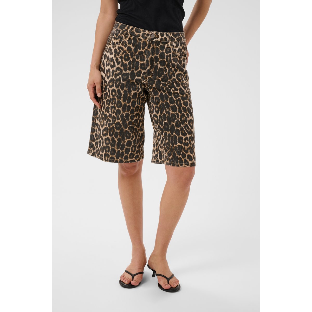 Shorts en jean noir marron black/brown leopard, KAFFE