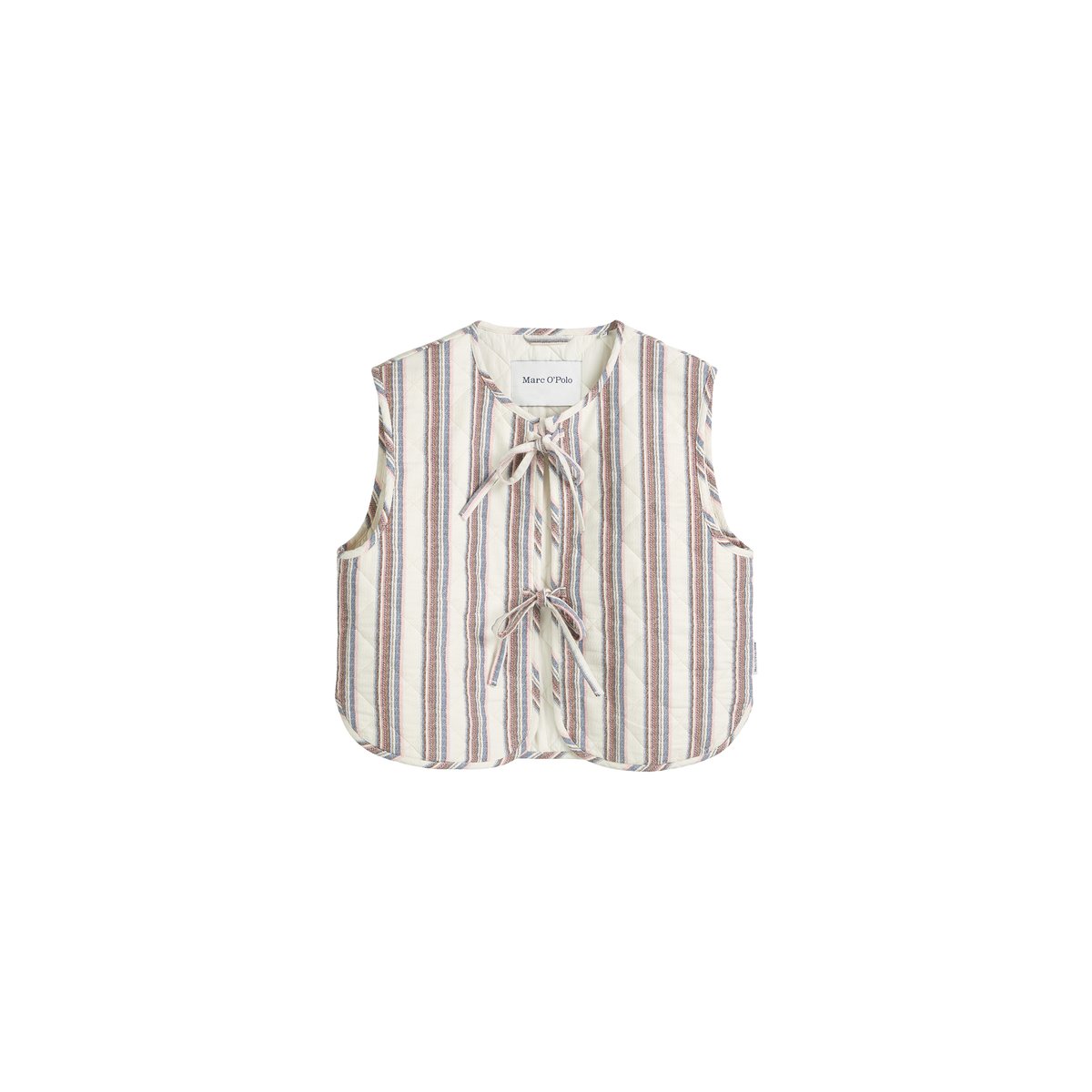 Gilet rayé regular en pur coton organique blanc, MARC O’POLO DENIM