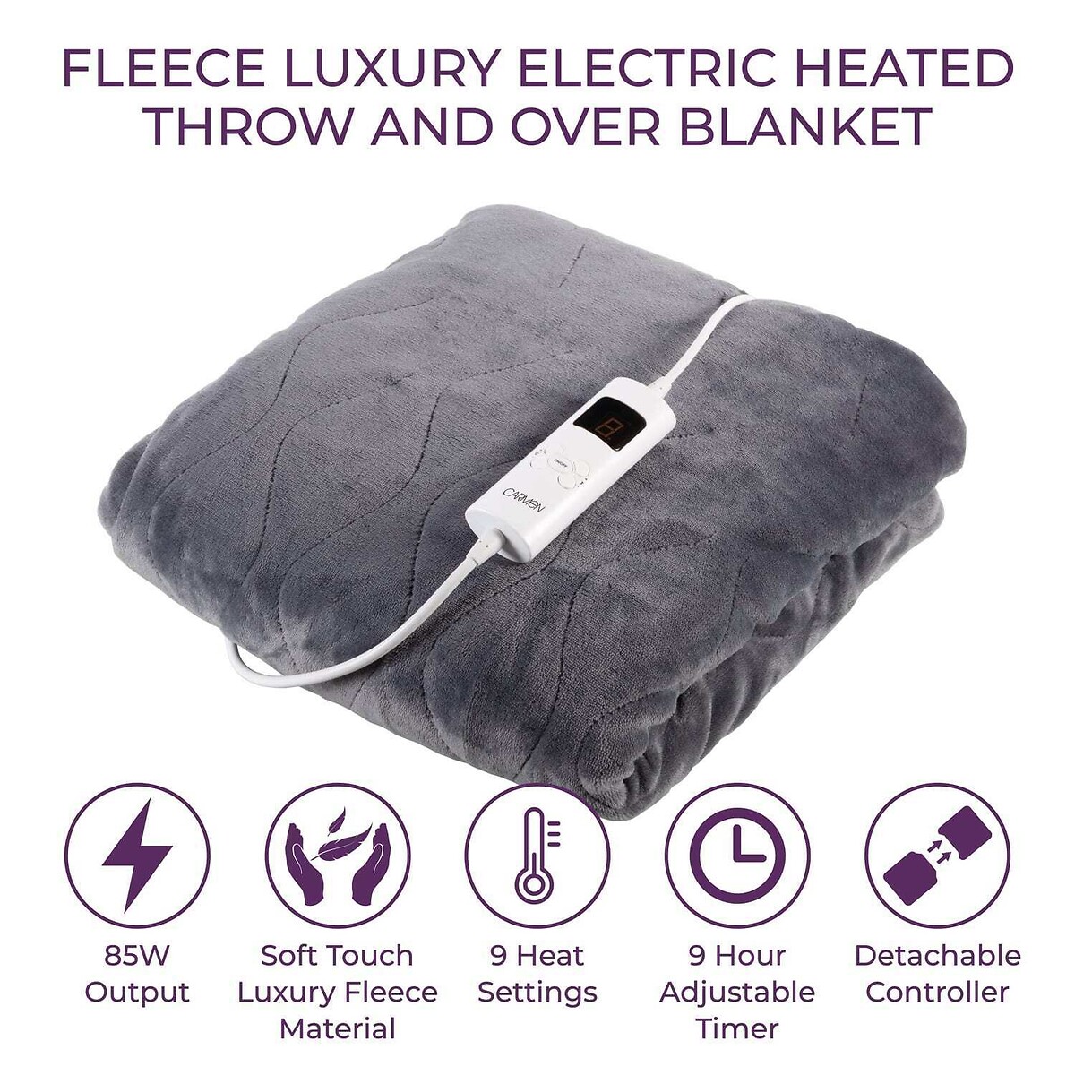 Fleece Electric Over Blanket grey, CARMEN