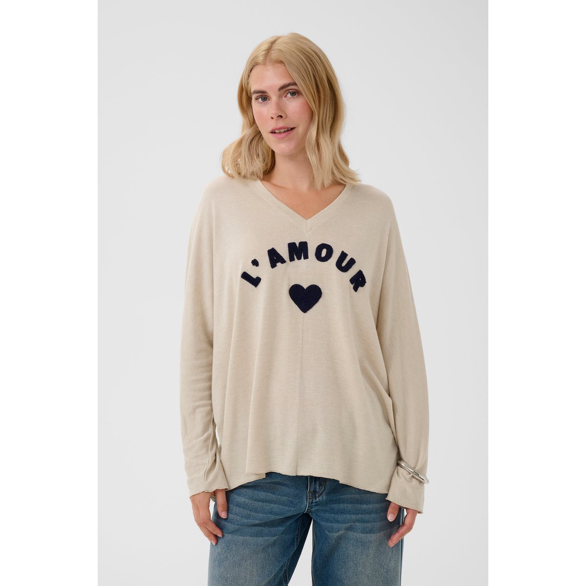 Pullover tricoté beige dune melange, CULTURE