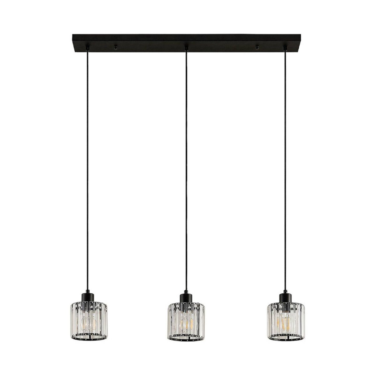 Suspension en métal moderne, Vella noir mat, transparent, LINDBY