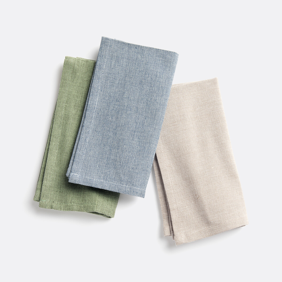 Set van 4 katoenen servetten, Navao mêleeblauw, LA REDOUTE INTERIEURS