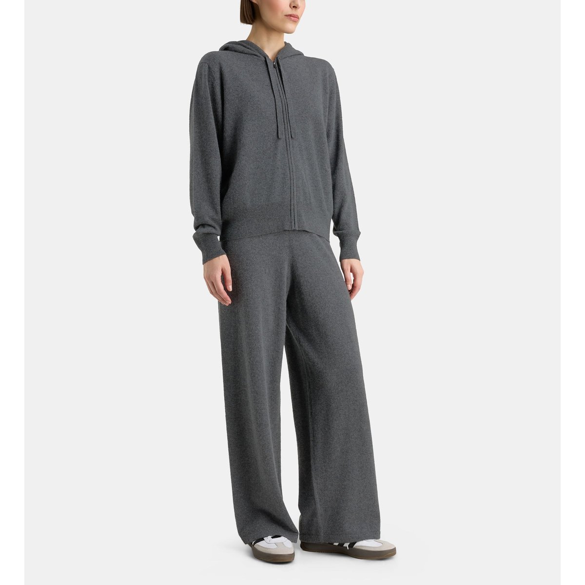 Gilet zippé à capuche zaco cachemire gris foncé, GALERIES LAFAYETTE