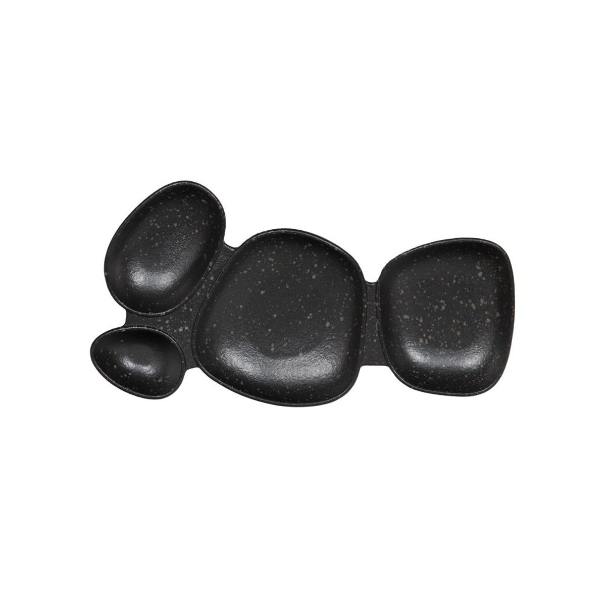 Plat apéritif 4 compartiments Dipsa 29x16 cm noir, TABLE PASSION