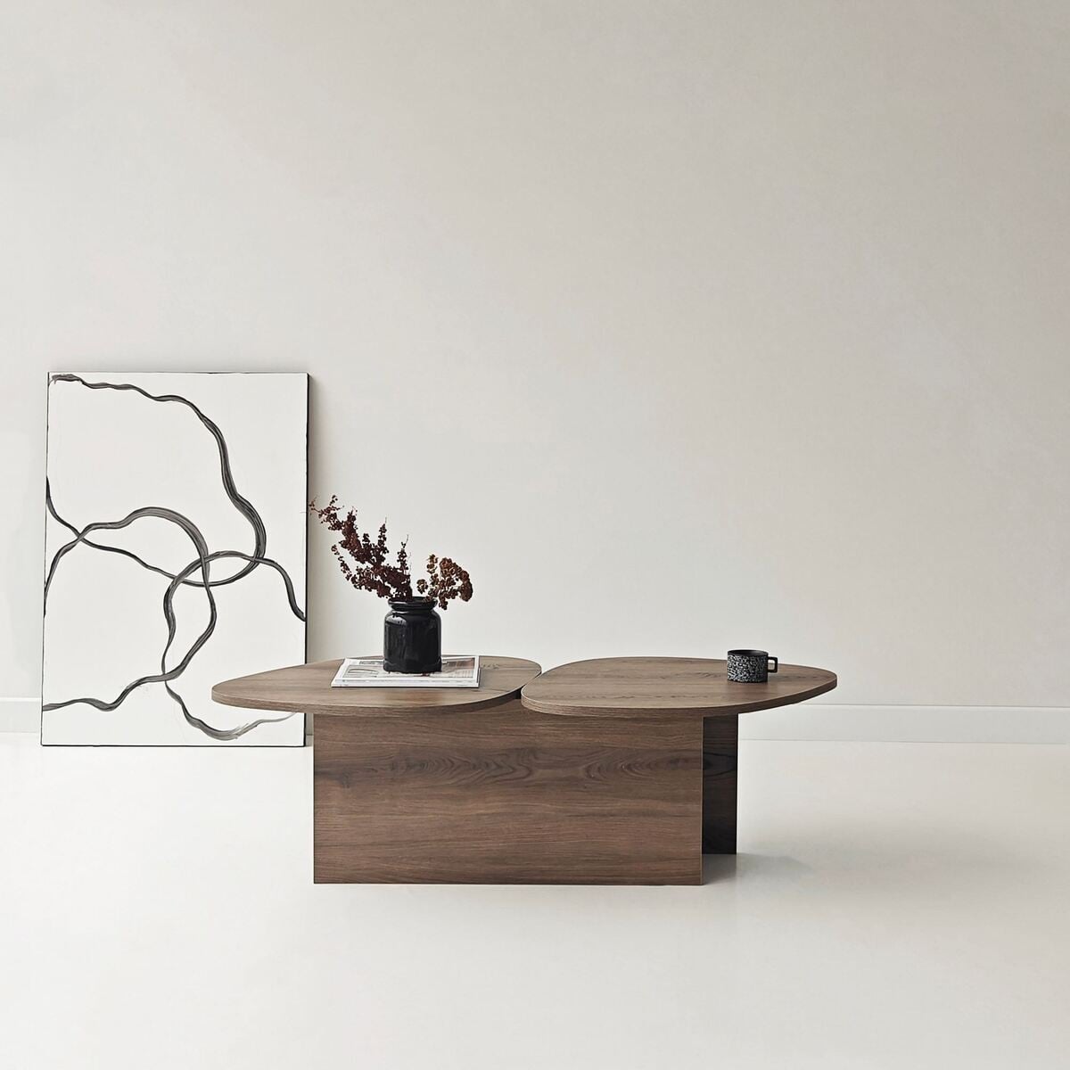 Table basse double plateau CÉLESTE noyer, CALICOSY