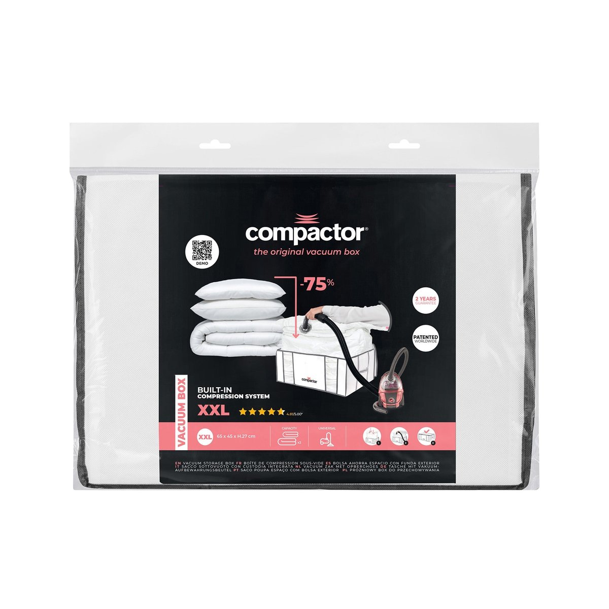 COMPACTOR - Housse de rangement sous vide XXL - 65 x 45 x H.27 cm - Bleu blanc, COMPACTOR