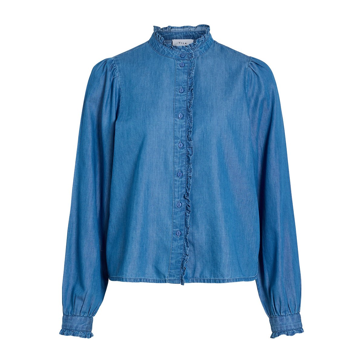 Blusa vaquera con cuello mao medium blue, VILA