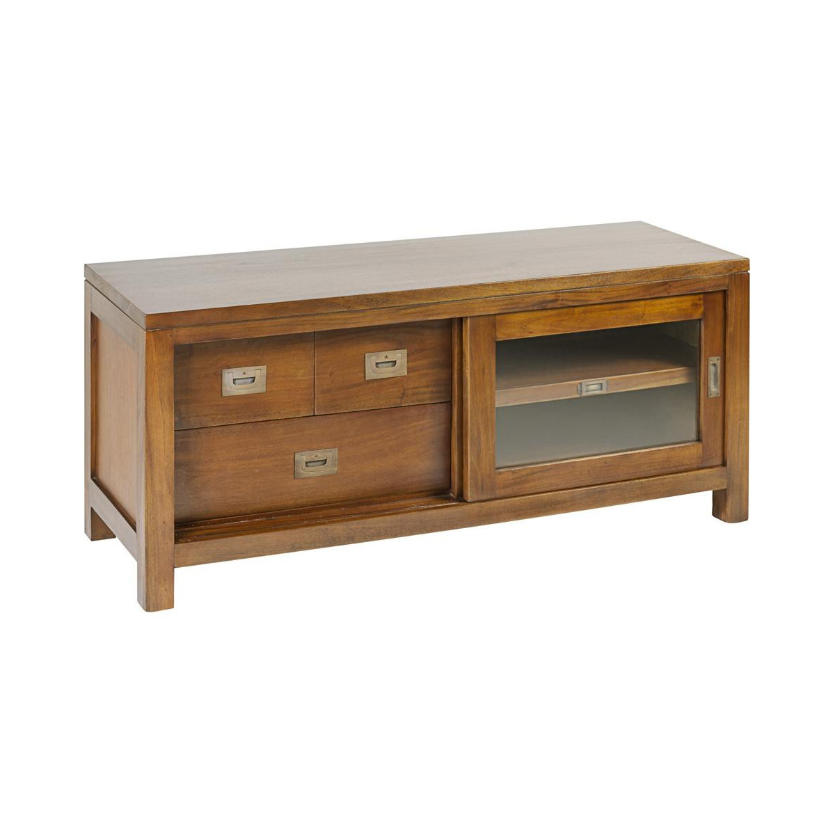 Meuble tv 3 tiroirs bronze marron, DECORATION D’AUTREFOIS
