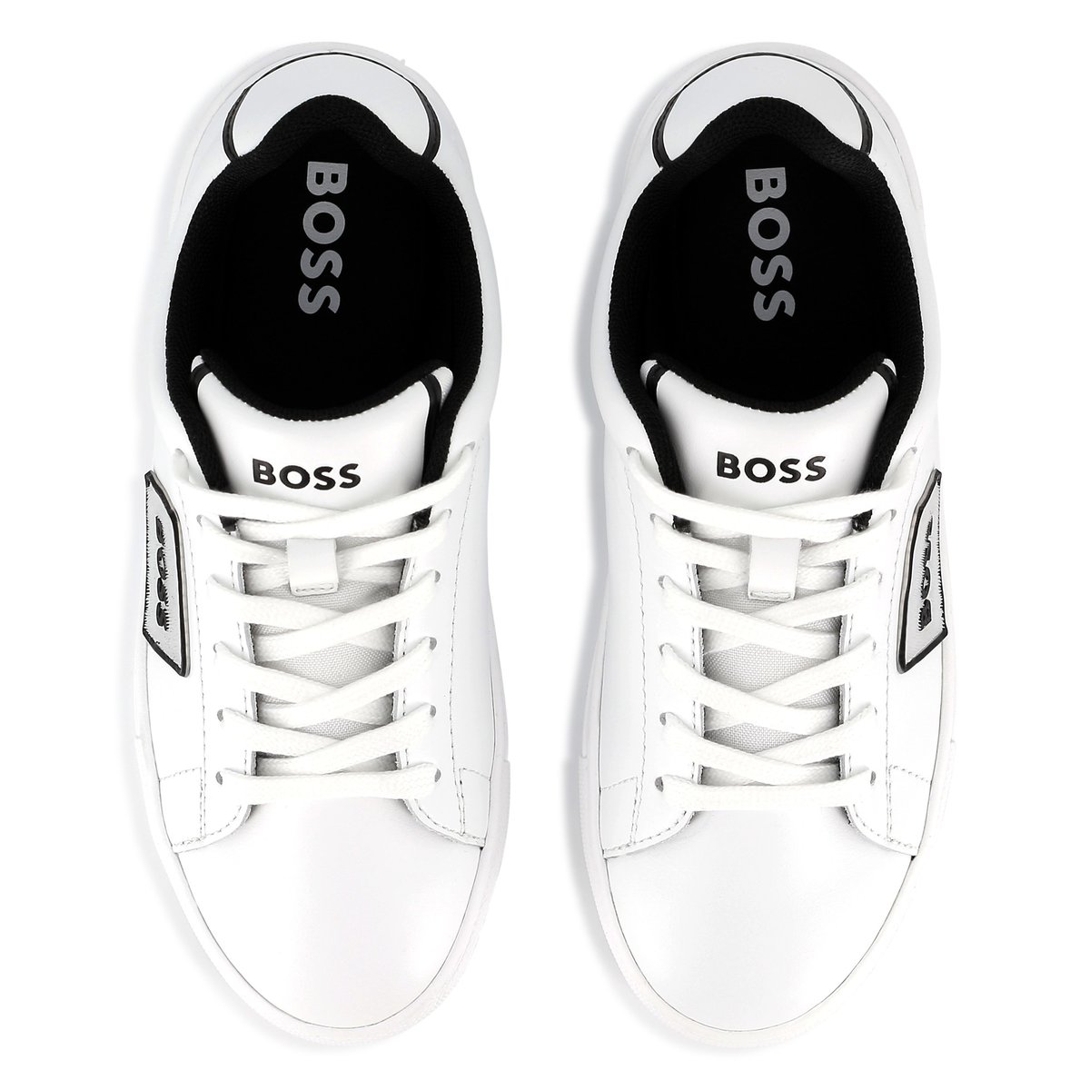 Sneakers in pelle bovina blanc, BOSS KIDSWEAR