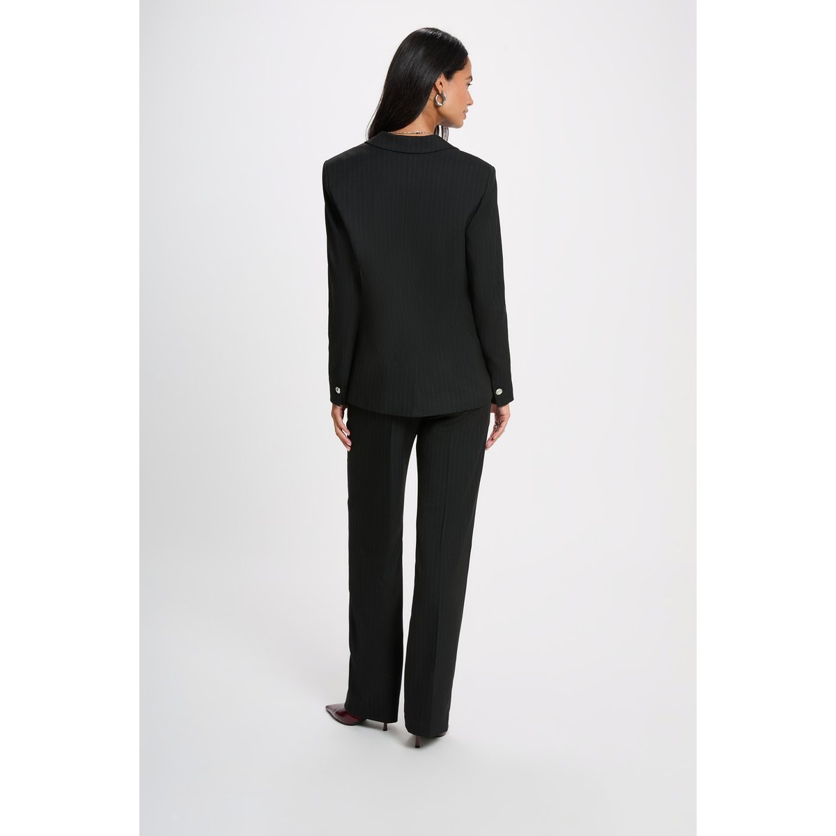 Pantalon droit taille haute noir, MORGAN