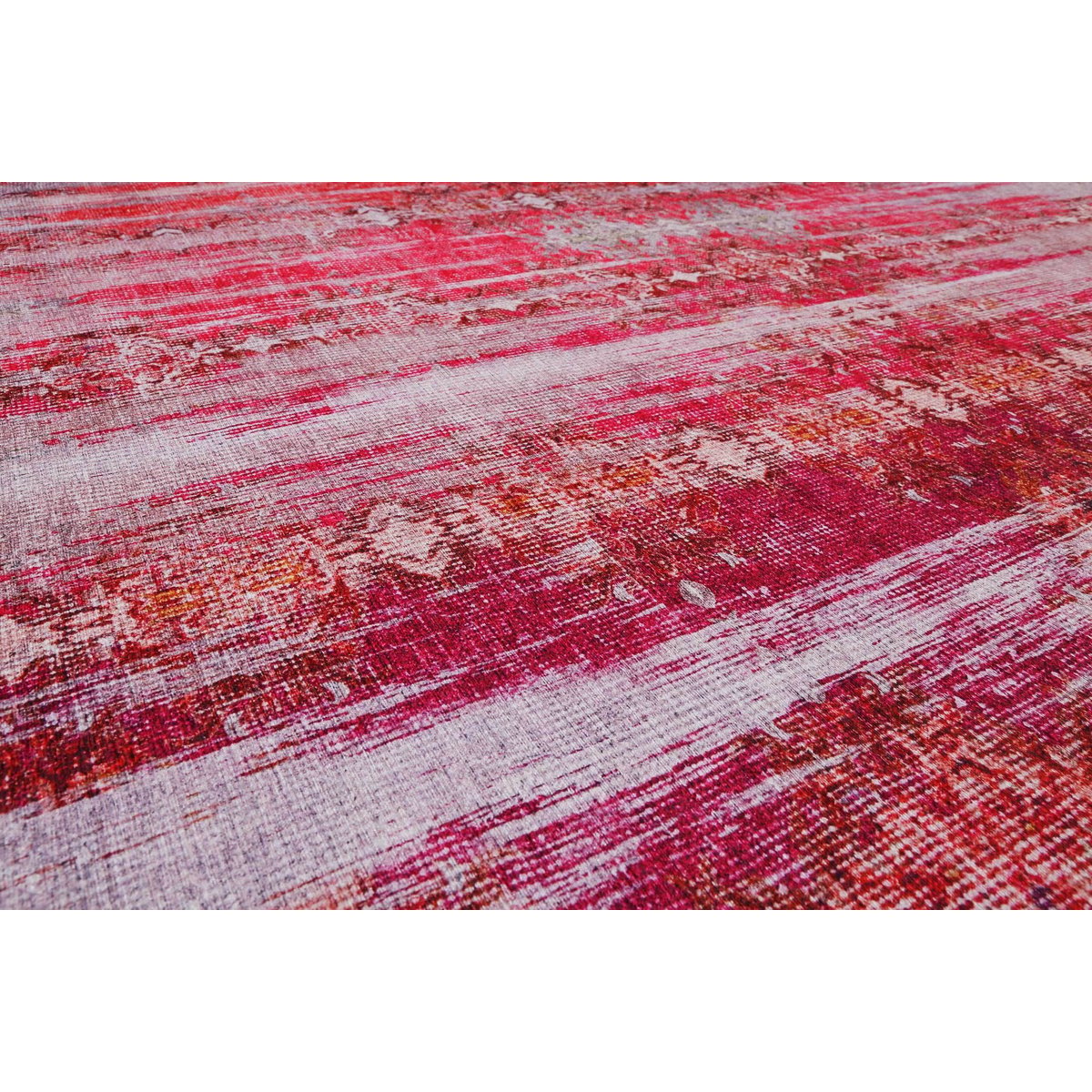 Tapis tissé plat vintage effet used , SUNSET IN FARO rose, WECON HOME