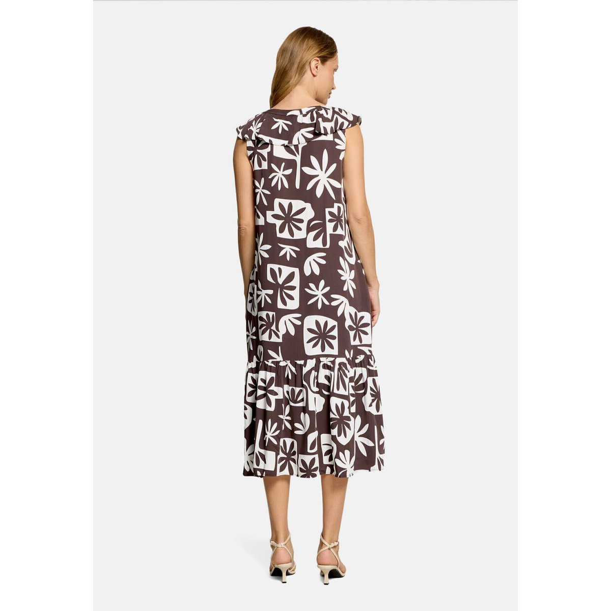 Robe casual à manches à ailettes brown/white, CARTOON