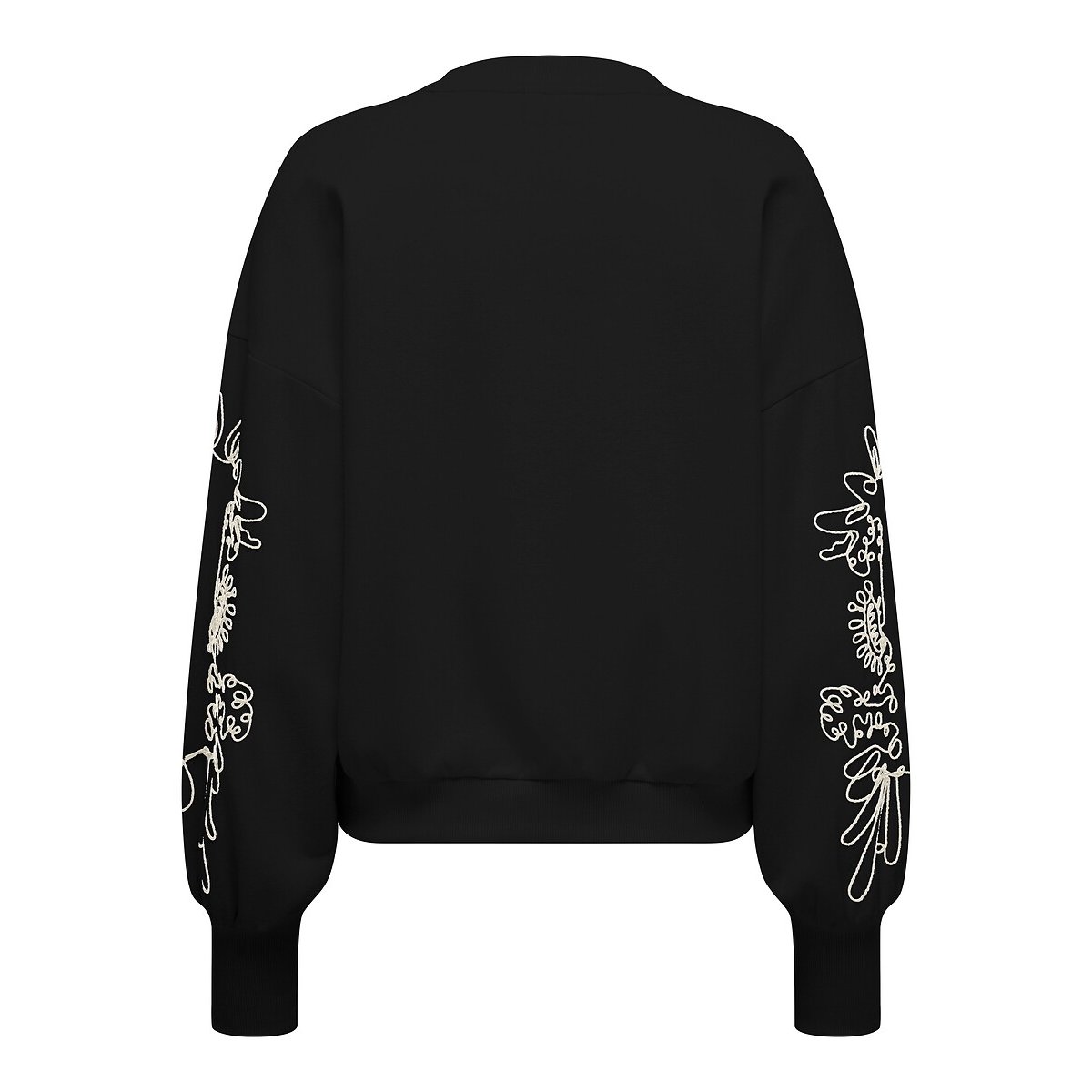 Embroidered Sleeve Crew Neck Sweatshirt black, ONLY