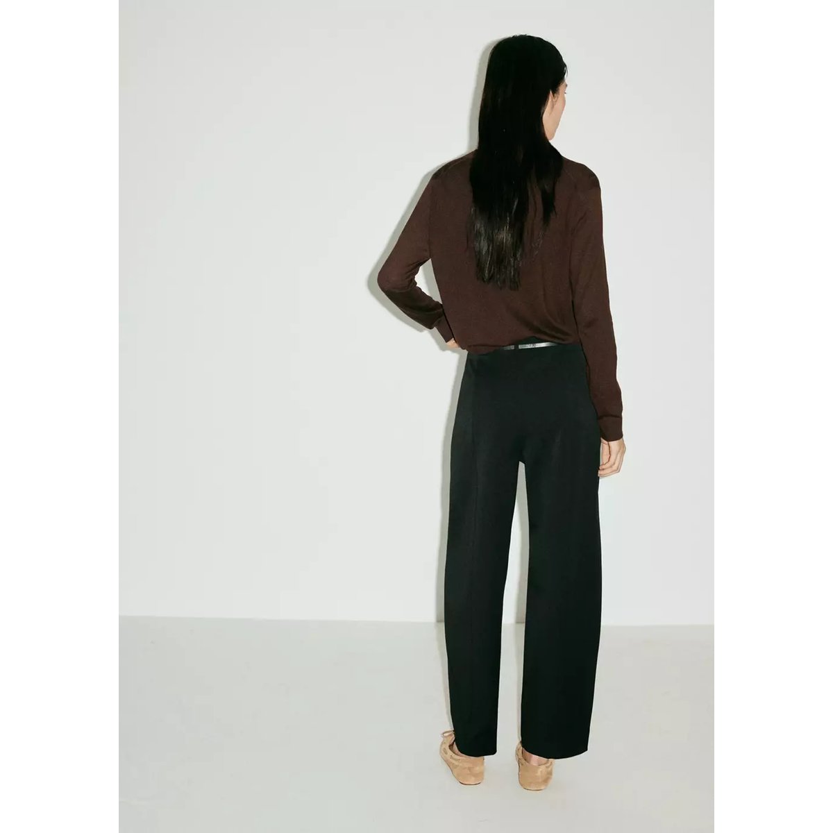 Pantalon ballon ceinture à boucle noir, MANGO