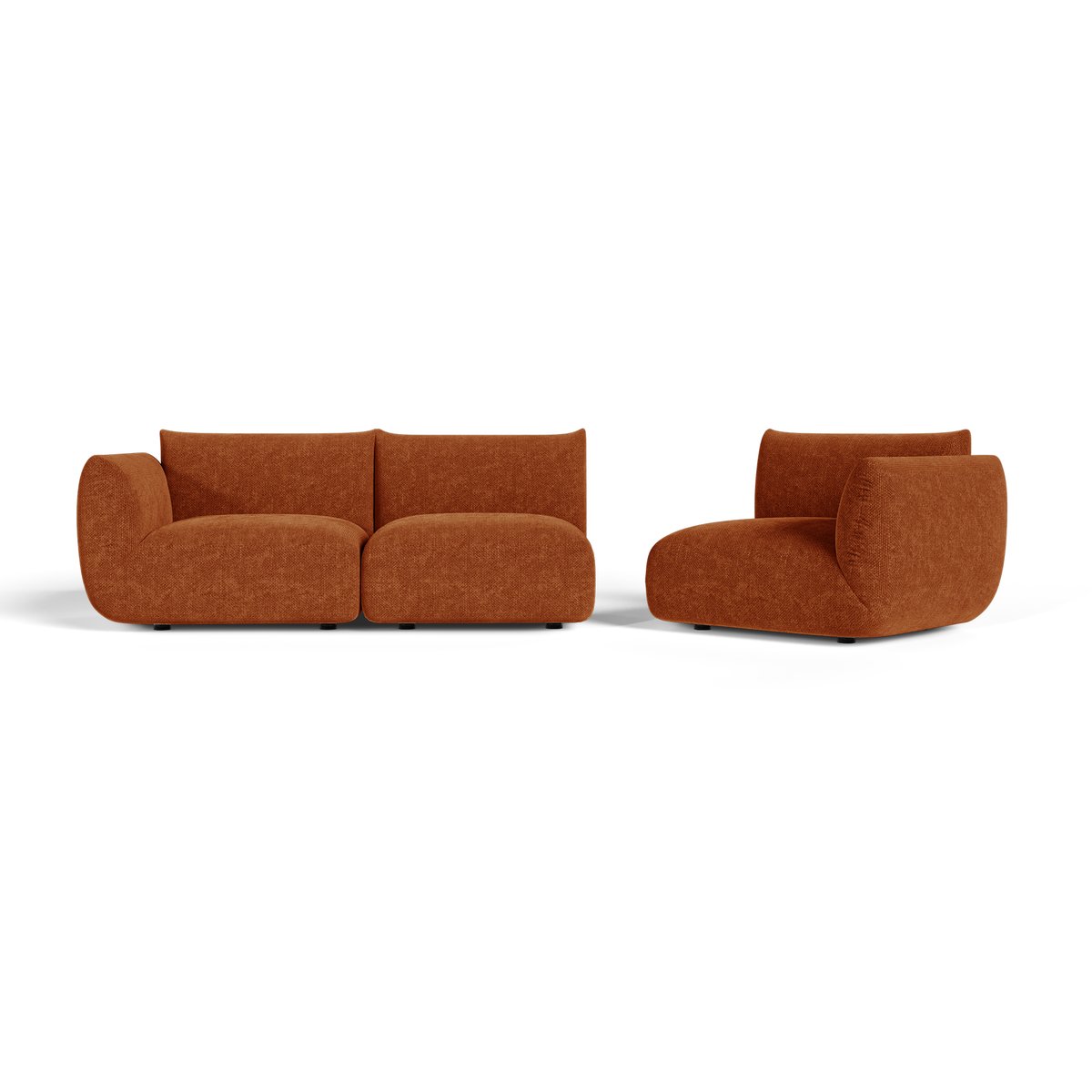 Canapé modulable 5 places en velours chenillé NOOMA terracotta, SIA HOME