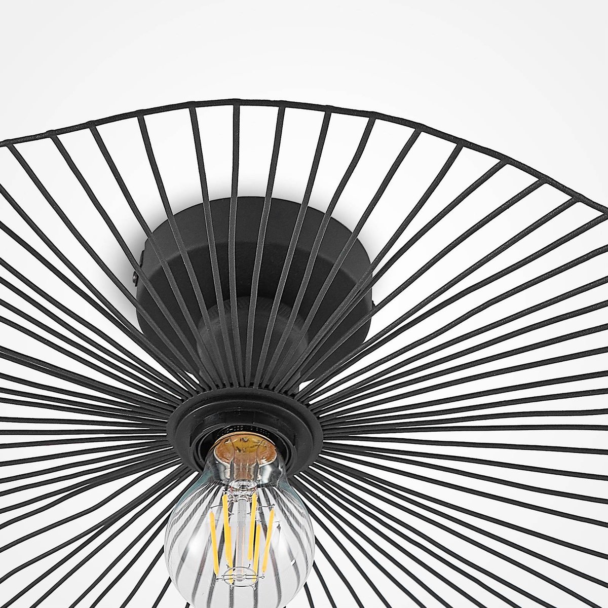 Plafonnier en métal vintage, Ruota noir mat, LINDBY