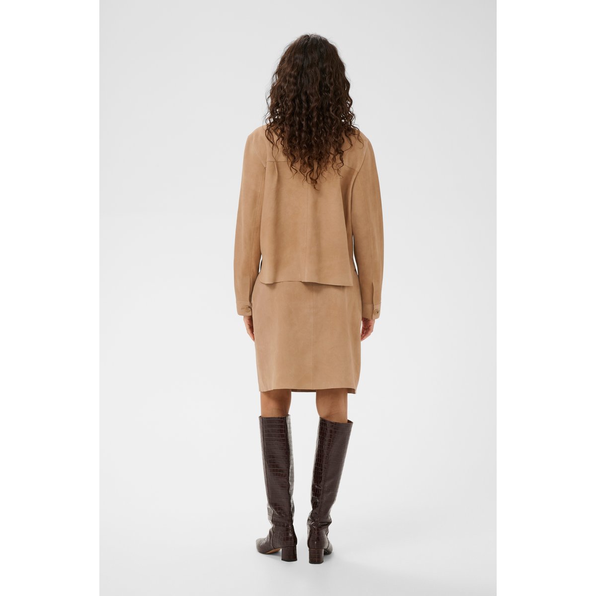 Jupe en cuir marron tiger's eye, SOAKED IN LUXURY