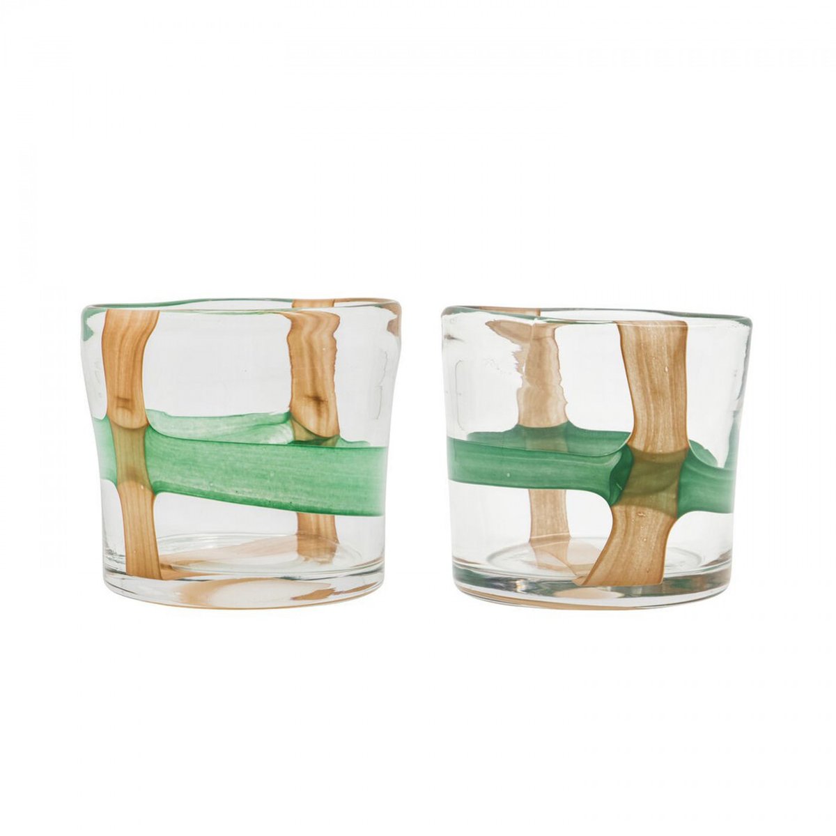 Lot de 2 photophores Hollis vert, marron, HOUSE DOCTOR