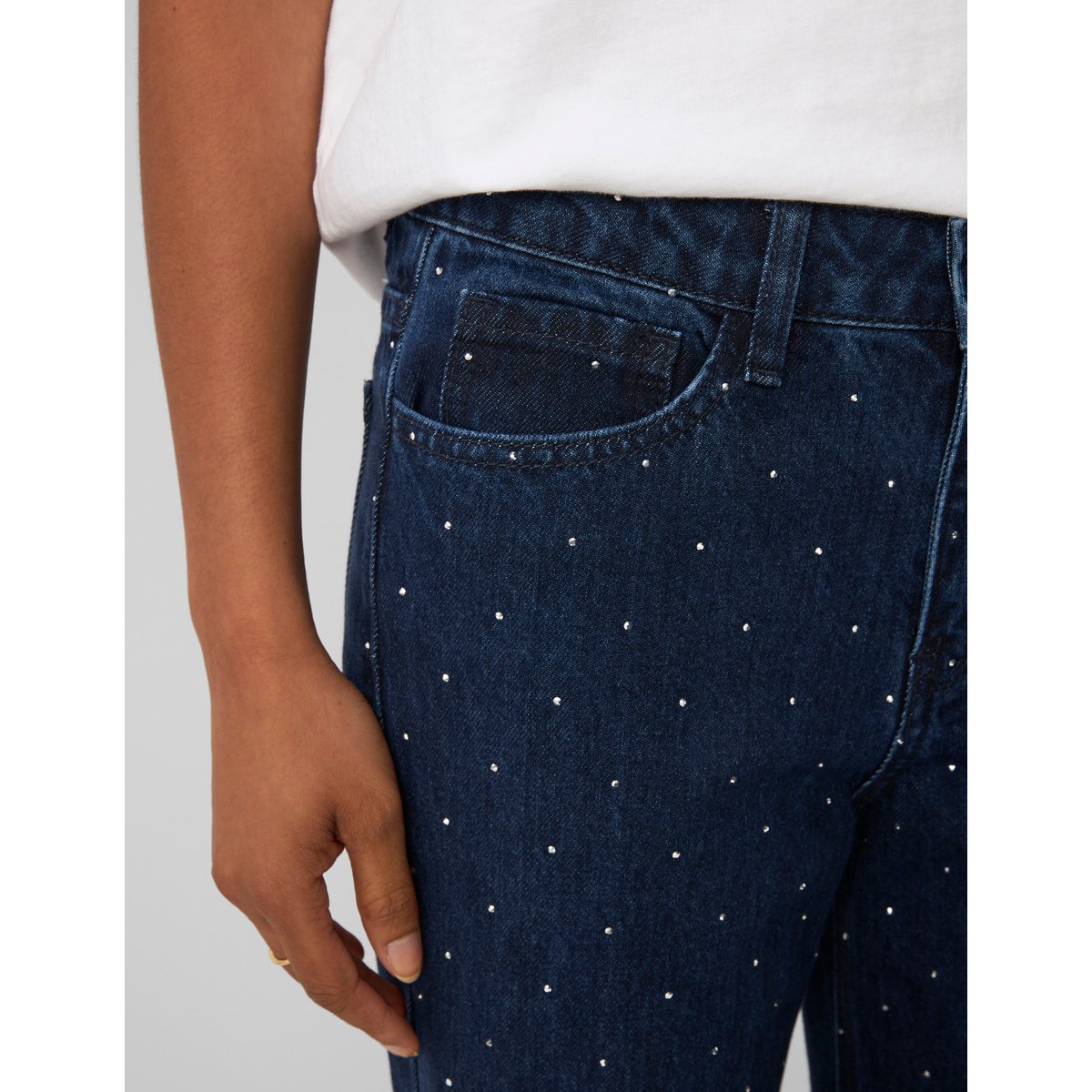 Jean straight à strass bleu moyen, BZB