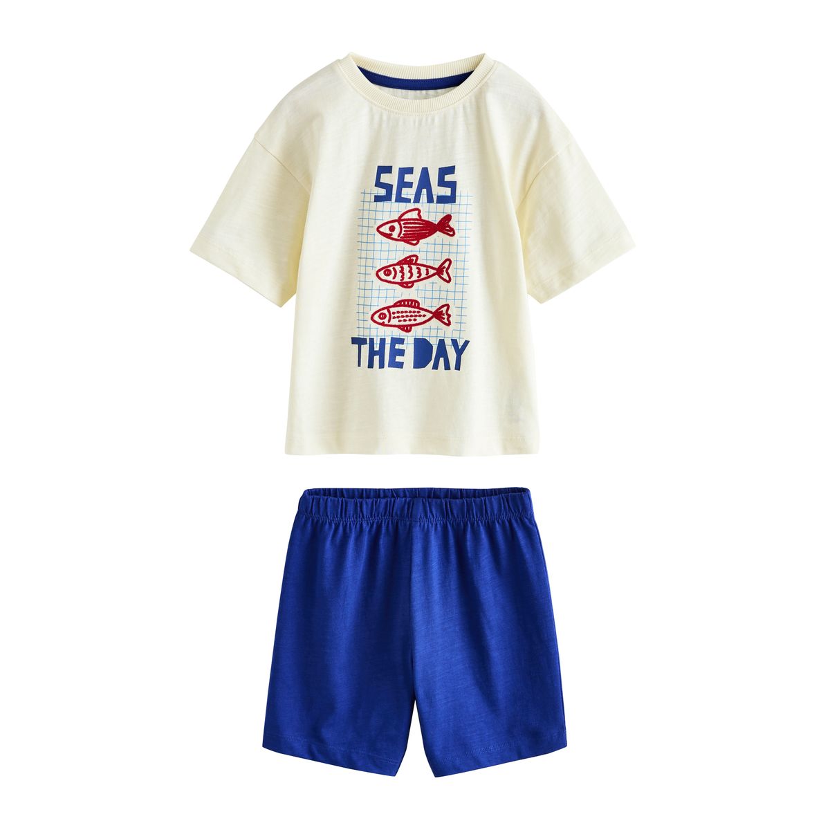 Pyjama short, lot de 3 rouge/bleu/blanc bord de mer, NEXT
