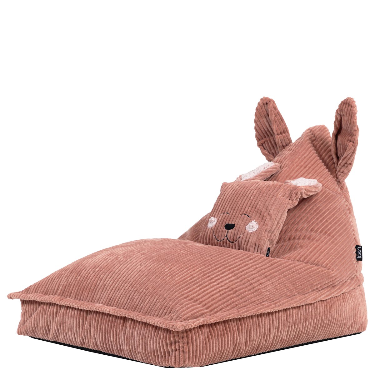 Pouf chauffeuse animal avec coussin lapin pour enfant en velours côtelé Oeko-Tex® rose rose lapin, ICON