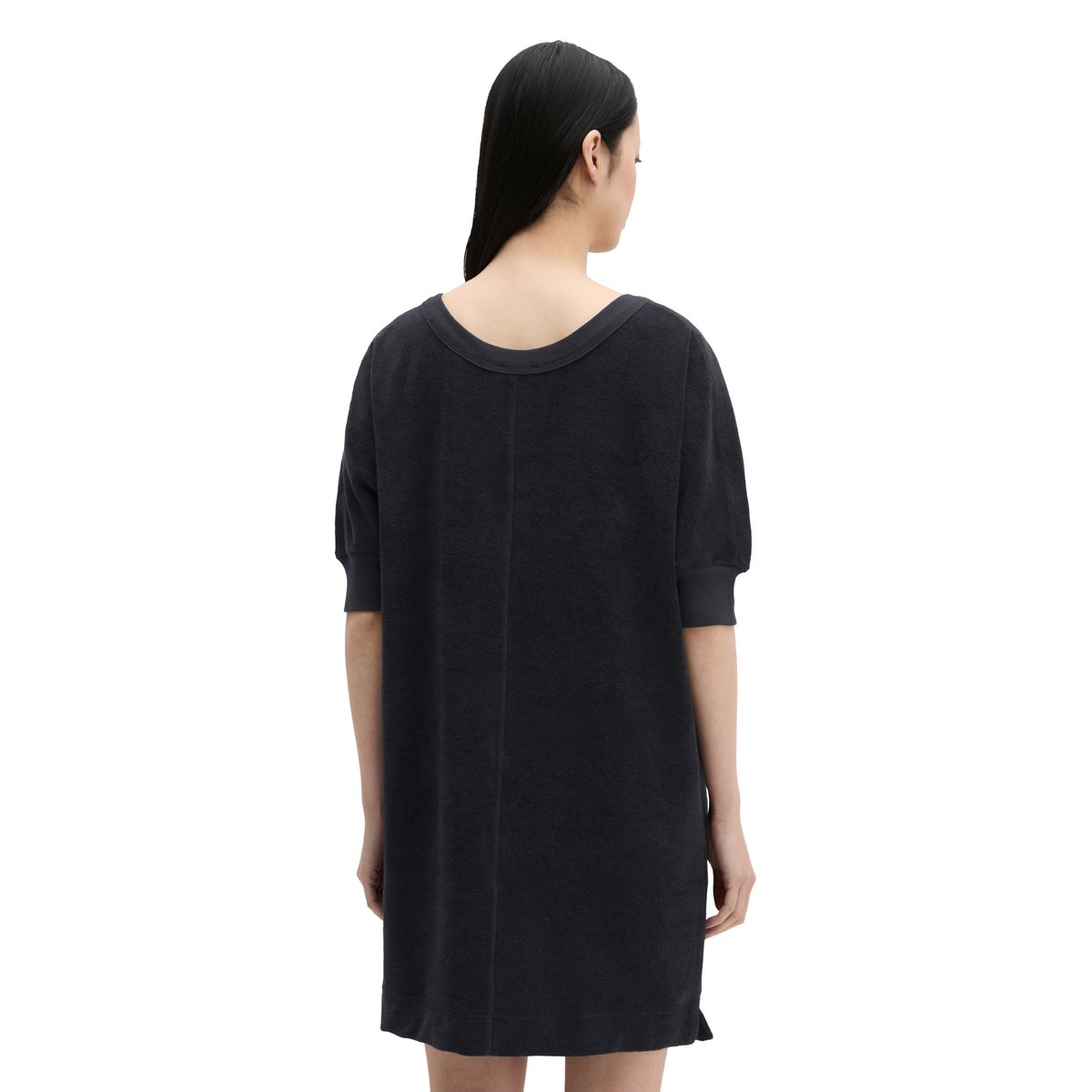 Robe en éponge loose en mélange de coton organique bleu foncé, MARC O'POLO
