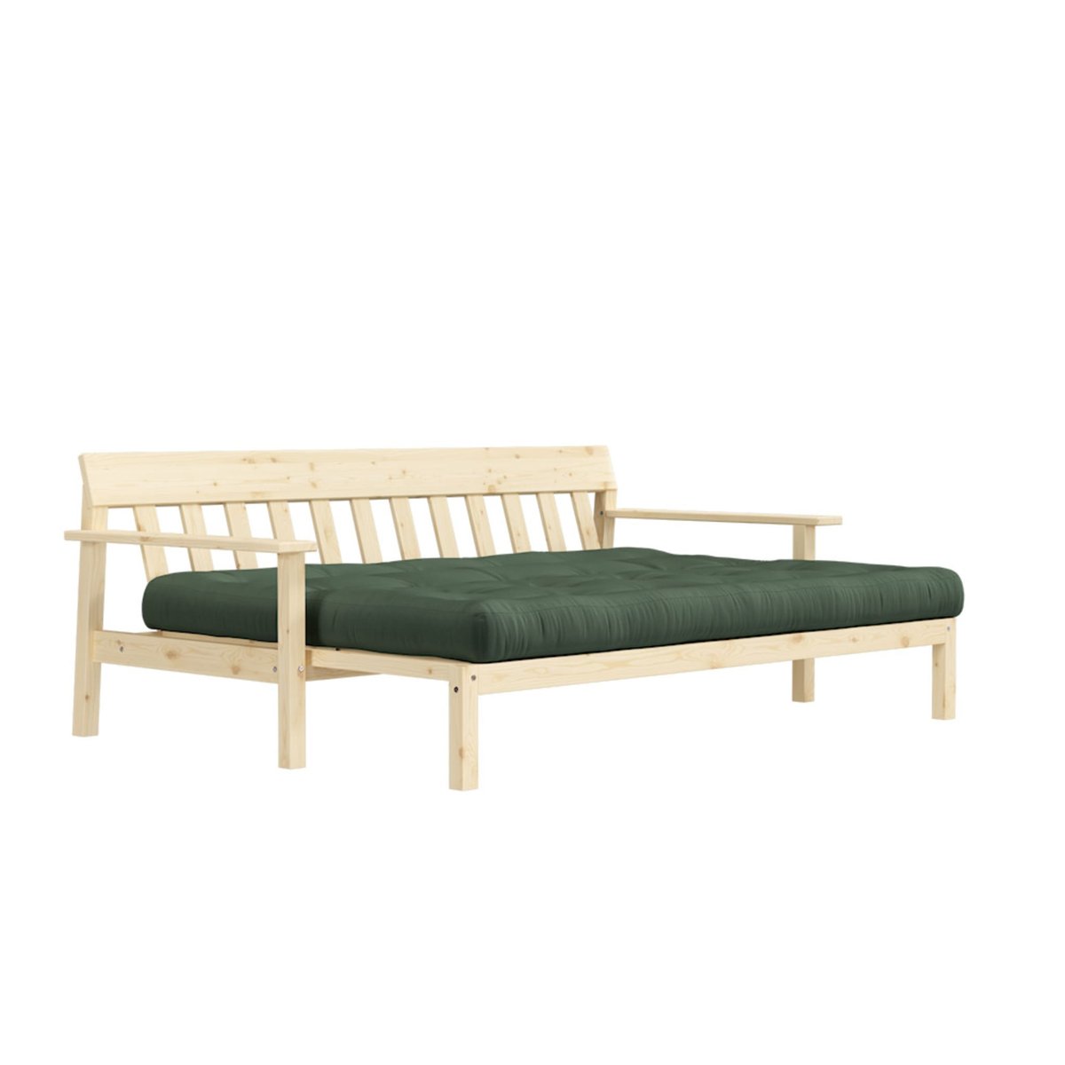 Canapé convertible en pin massif avec futon UNWIND kaki, KARUP DESIGN