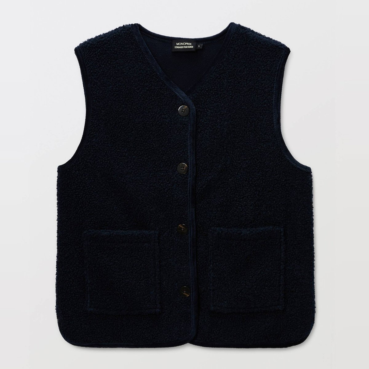 Veste sans manche en sherpa marine, MONOPRIX