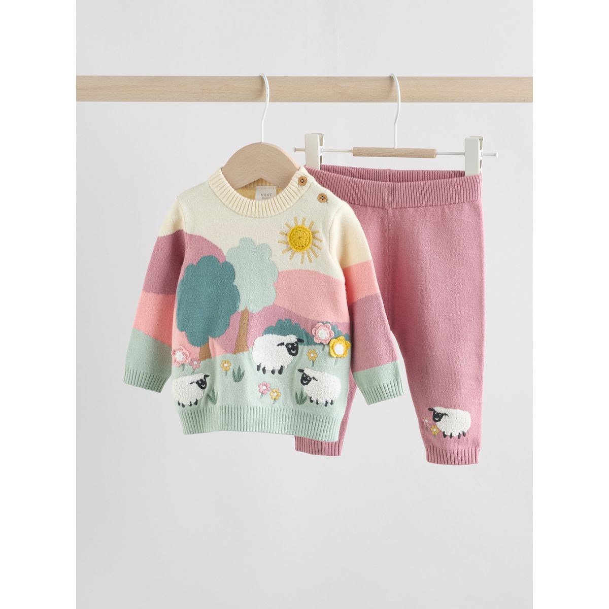 Pull en maille et legging bébé, 2 pièces scène du mouton rose, NEXT