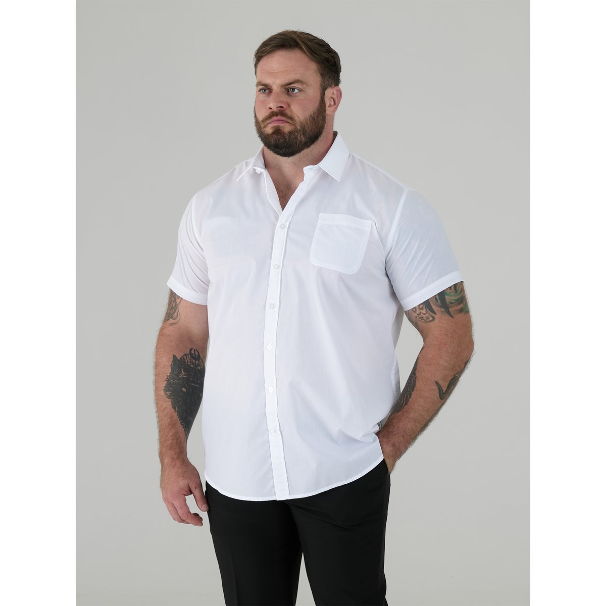 Chemise manches courtes grande taille DELMAR blanc, DUKE