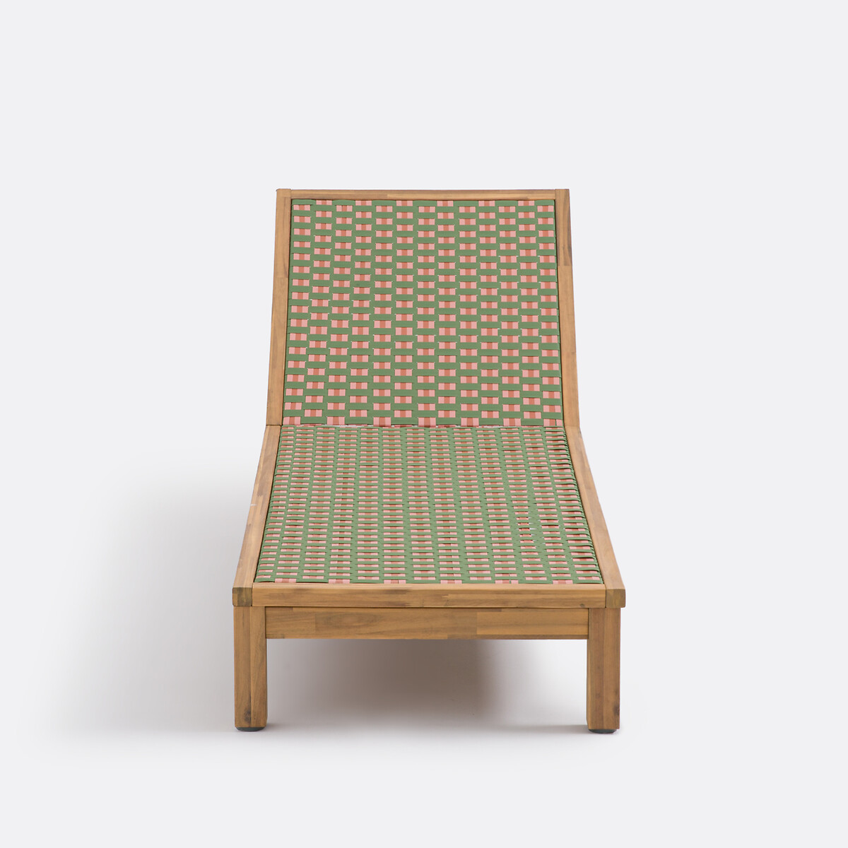 Briana Sun Lounger in Acacia and Woven Resin pink/green, LA REDOUTE INTERIEURS
