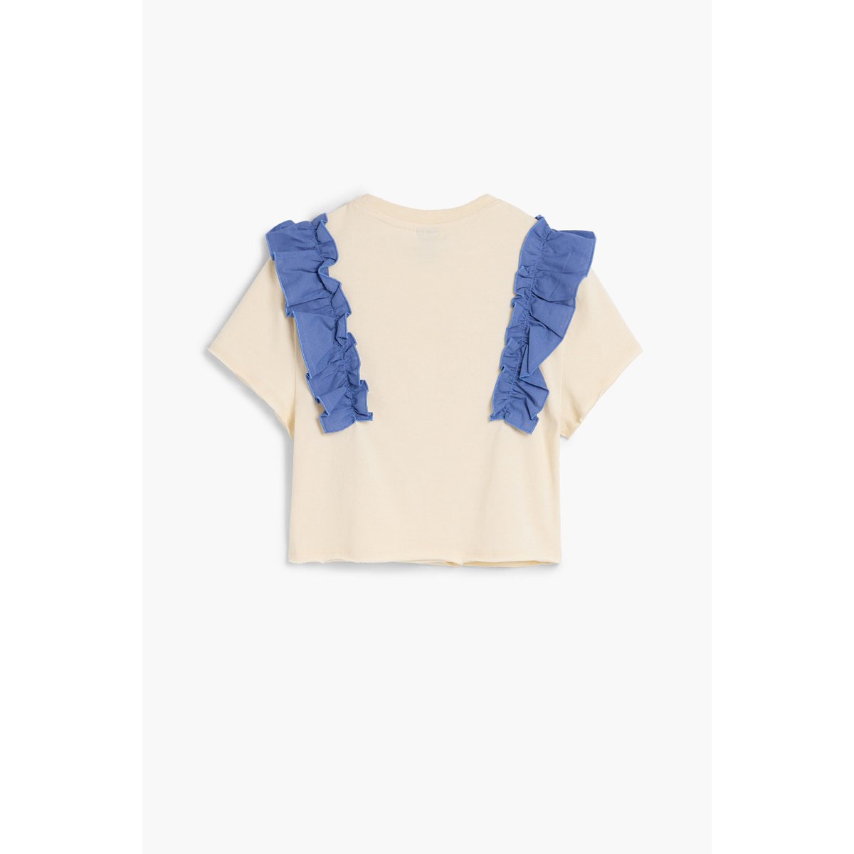 T-shirt imprimé à volants beige, DESIGUAL