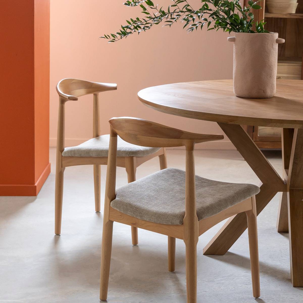 Lot de 2 chaises en bois d'hêtre ALINE bois clair, MADE IN MEUBLES 