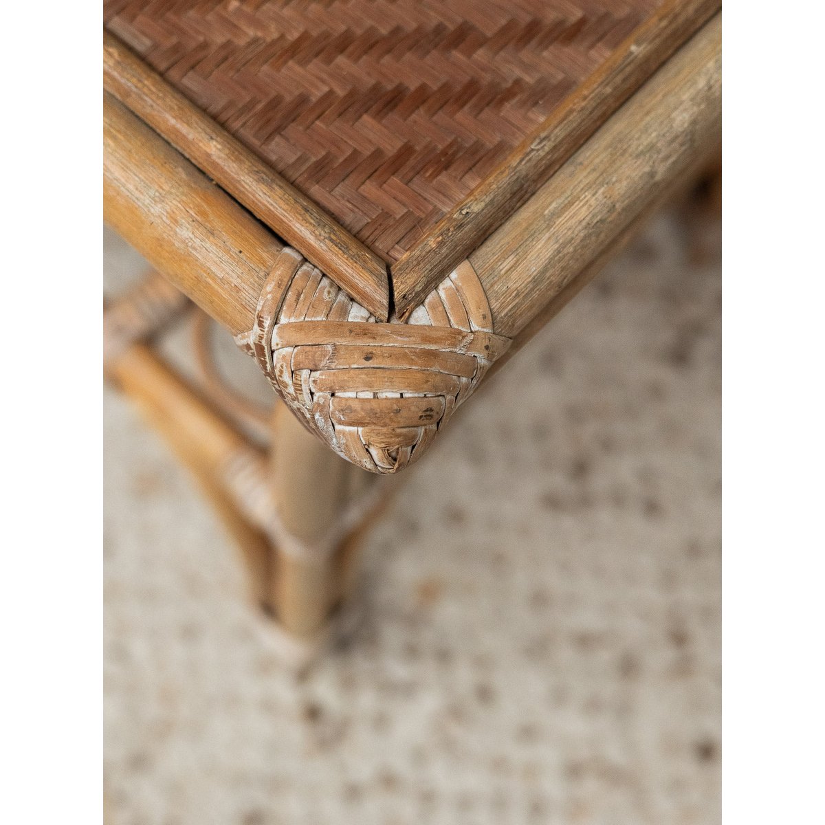 Table basse en rotin Léonie N°1116 - Bon état beige, DEBONGOUT
