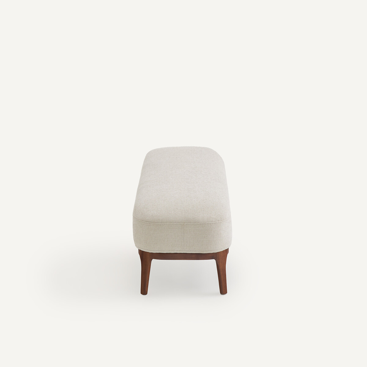 Banc, bout de lit pied, en noyer massif et tissu texturé, JABOTE ficelle, AM.PM