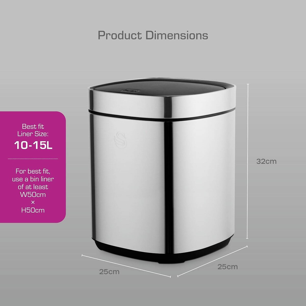 12L Touch Bin silver-coloured, SWAN