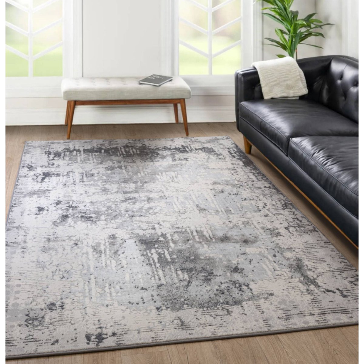 Tapis tissé plat moderne MOSSO gris, NOVATREND