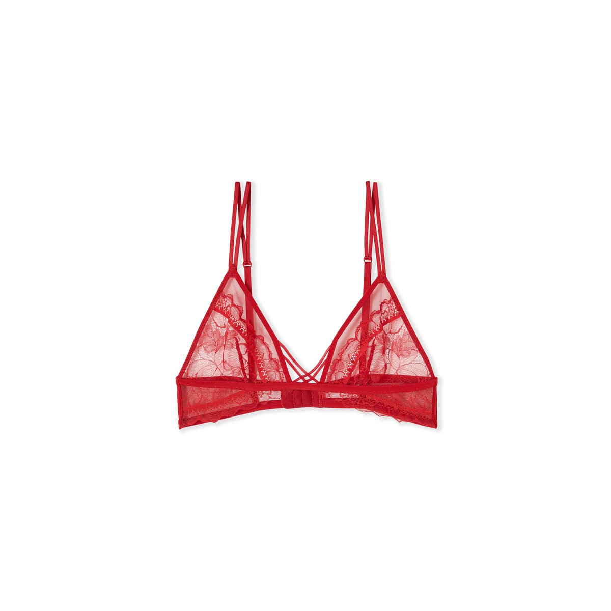 Soutien-gorge triangle en dentelle et liens MINUIT rouge, ETAM