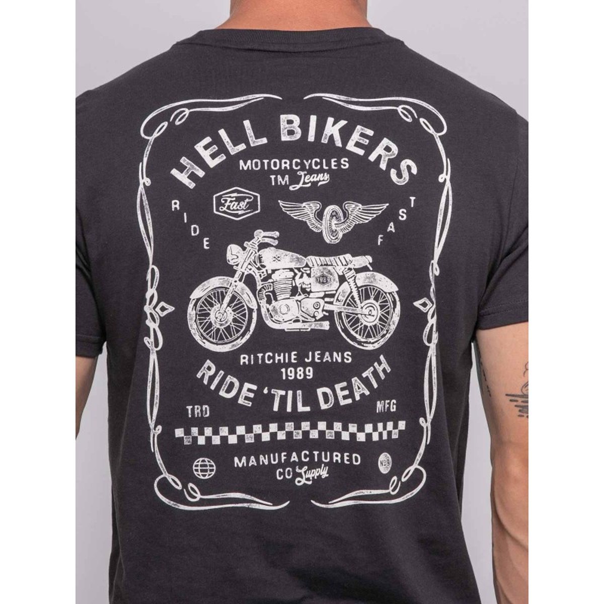 T-shirt Manches Courtes Coton Imprimé Jopatriot gris foncé, RITCHIE