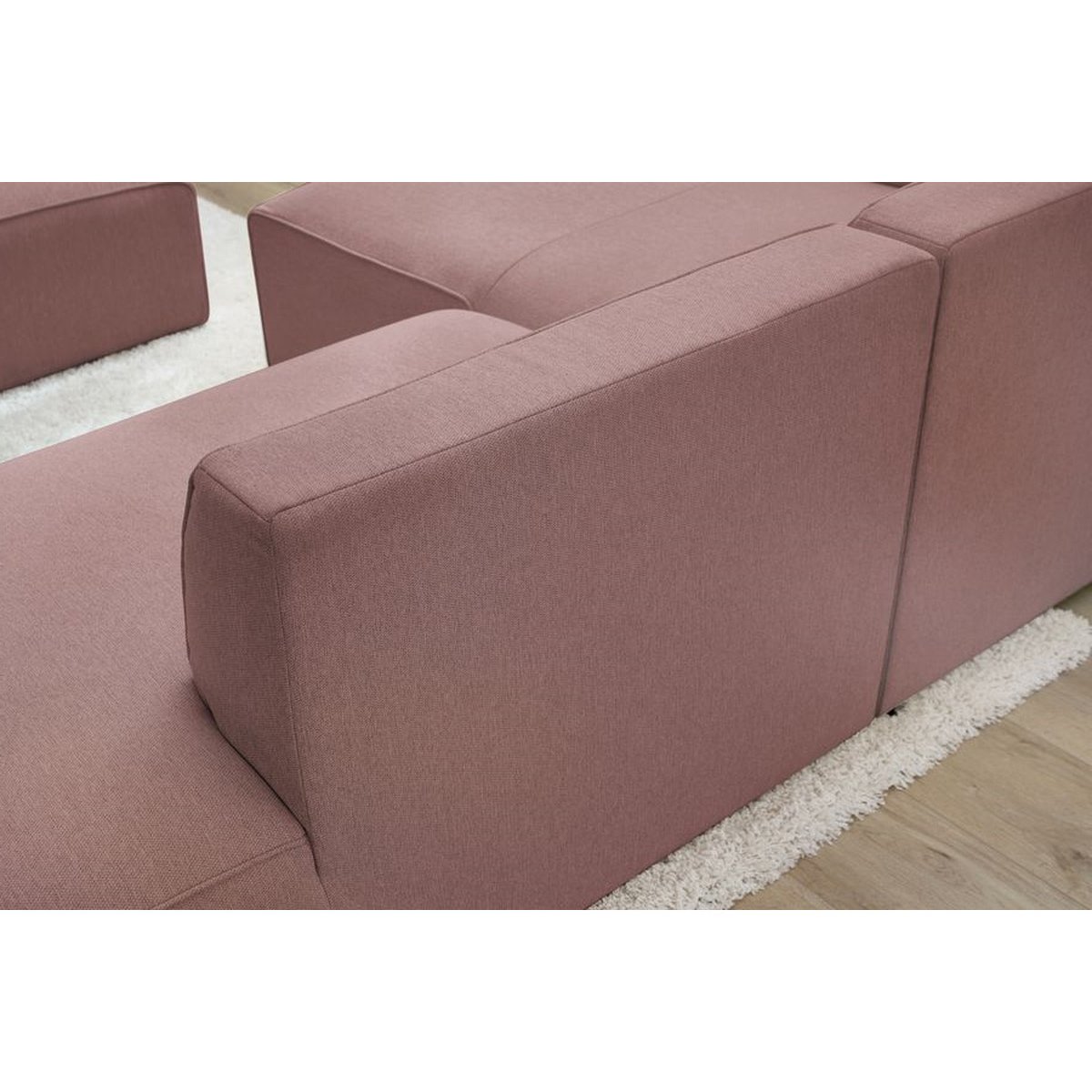 Canapé modulable 4 places en tissu chiné, MEGEVE rose, BOBOCHIC