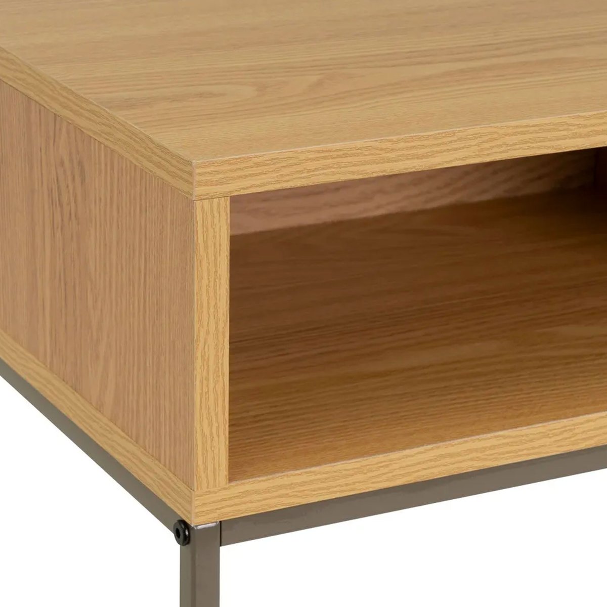 Console d'entrée en bois et métal gris à 2 casiers 80x30x75cm bois, WADIGA