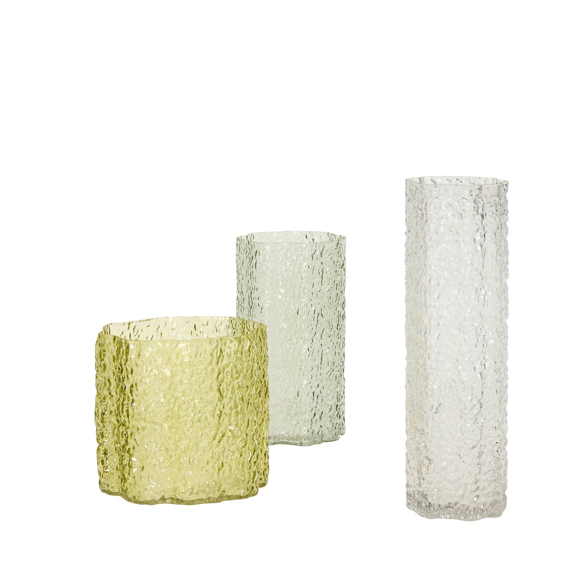Vase en verre TRIPLE vert/transparent, HUBSCH