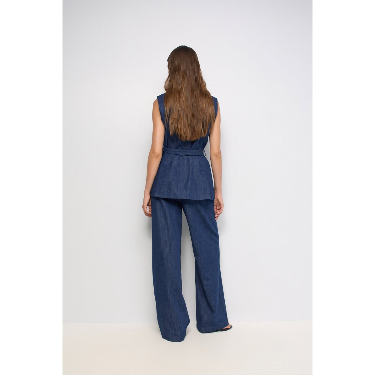 PANTALON CHINO À JAMBE WIDE EN LIGHTDENIM bleu foncé, SALSA JEANS