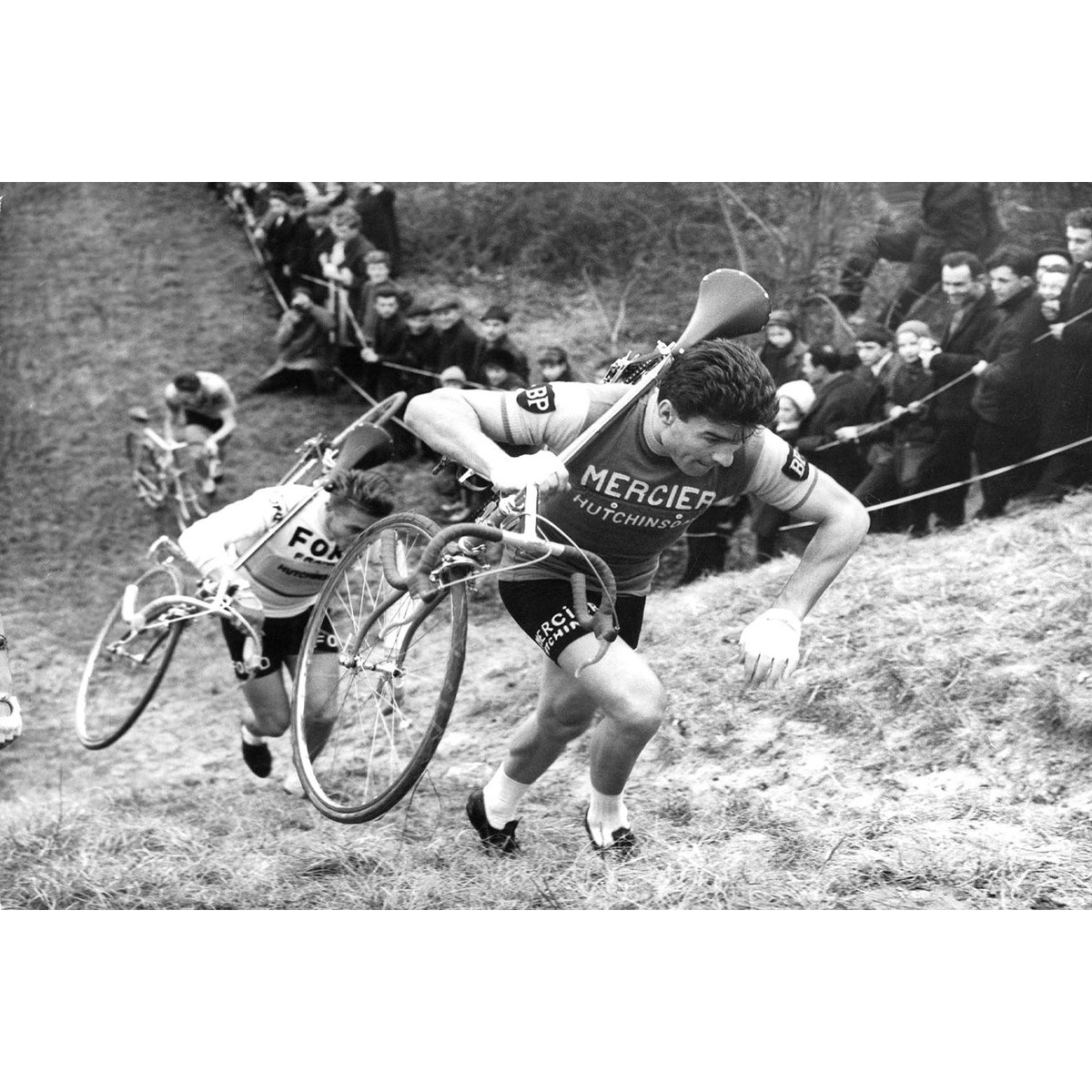 Tableau velo vintage course de vélo avec raymond poulidor tableau alu dibond, HEXOA