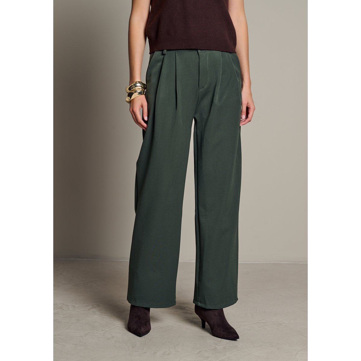 Pantalon ample en flanelle khaki, LOLALIZA