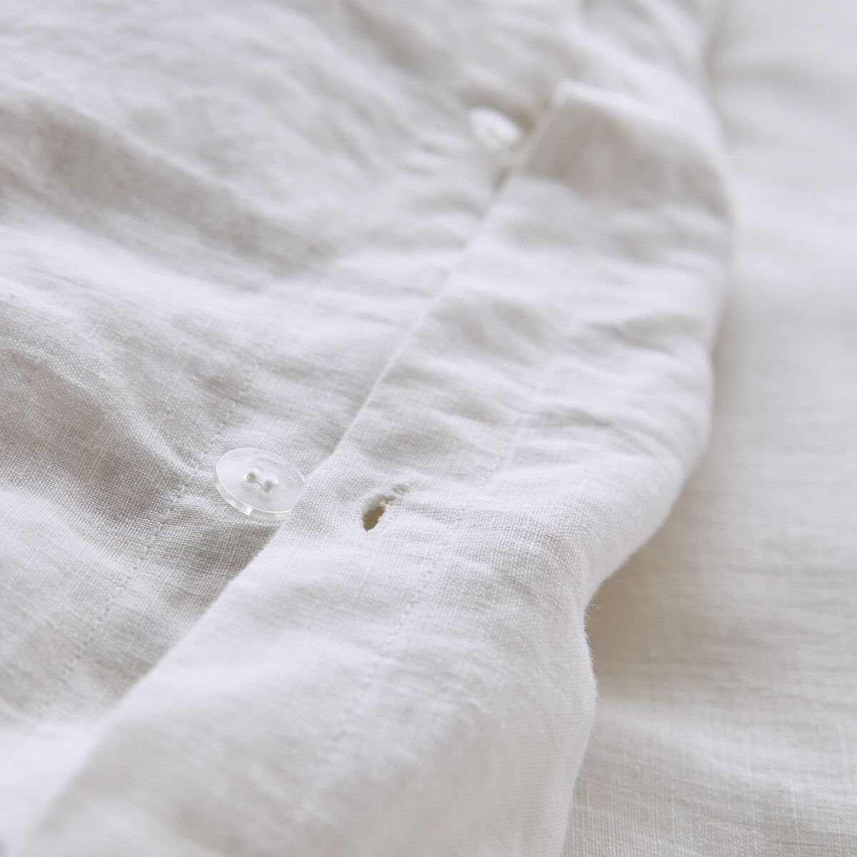 Linot Plain 100% Washed Linen Duvet Cover white, LA REDOUTE INTERIEURS