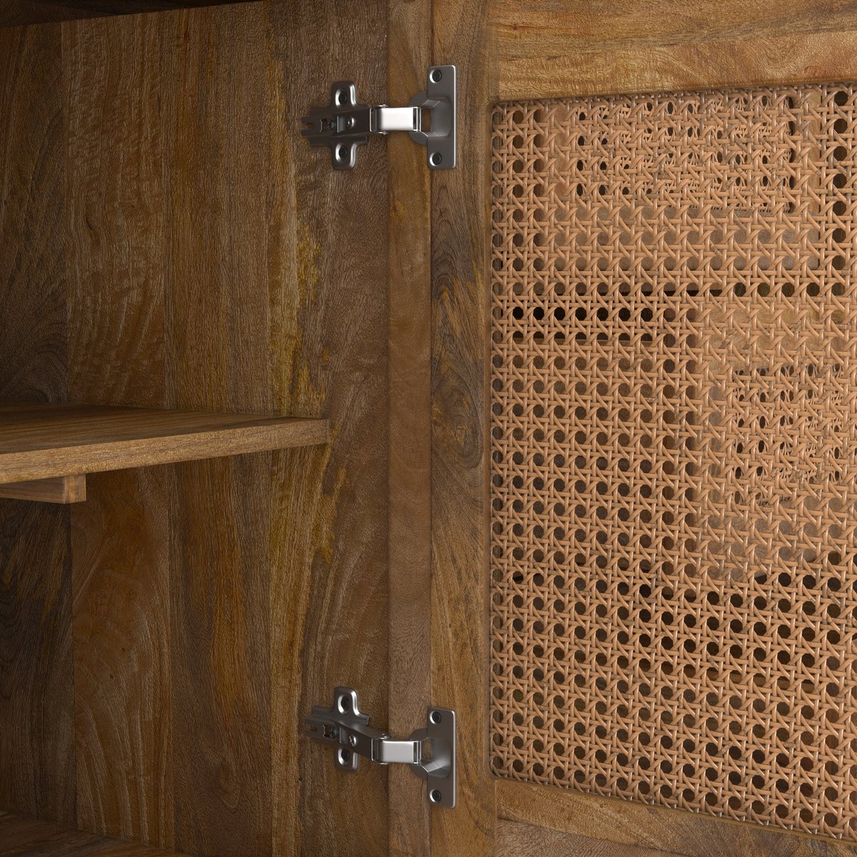 Buffet 3 portes et 3 tiroirs en bois de manguier et cannage - TIKI marron clair, MAISON PAVANE
