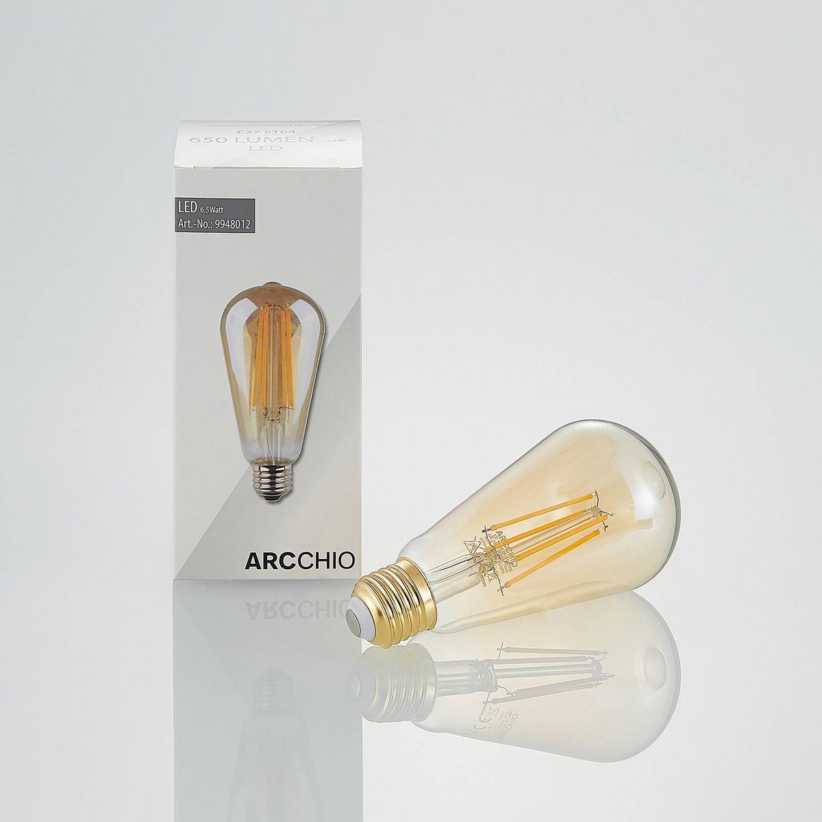 Ampoule E27 en verreLED, E27 LED 6,5W ambre, ARCCHIO